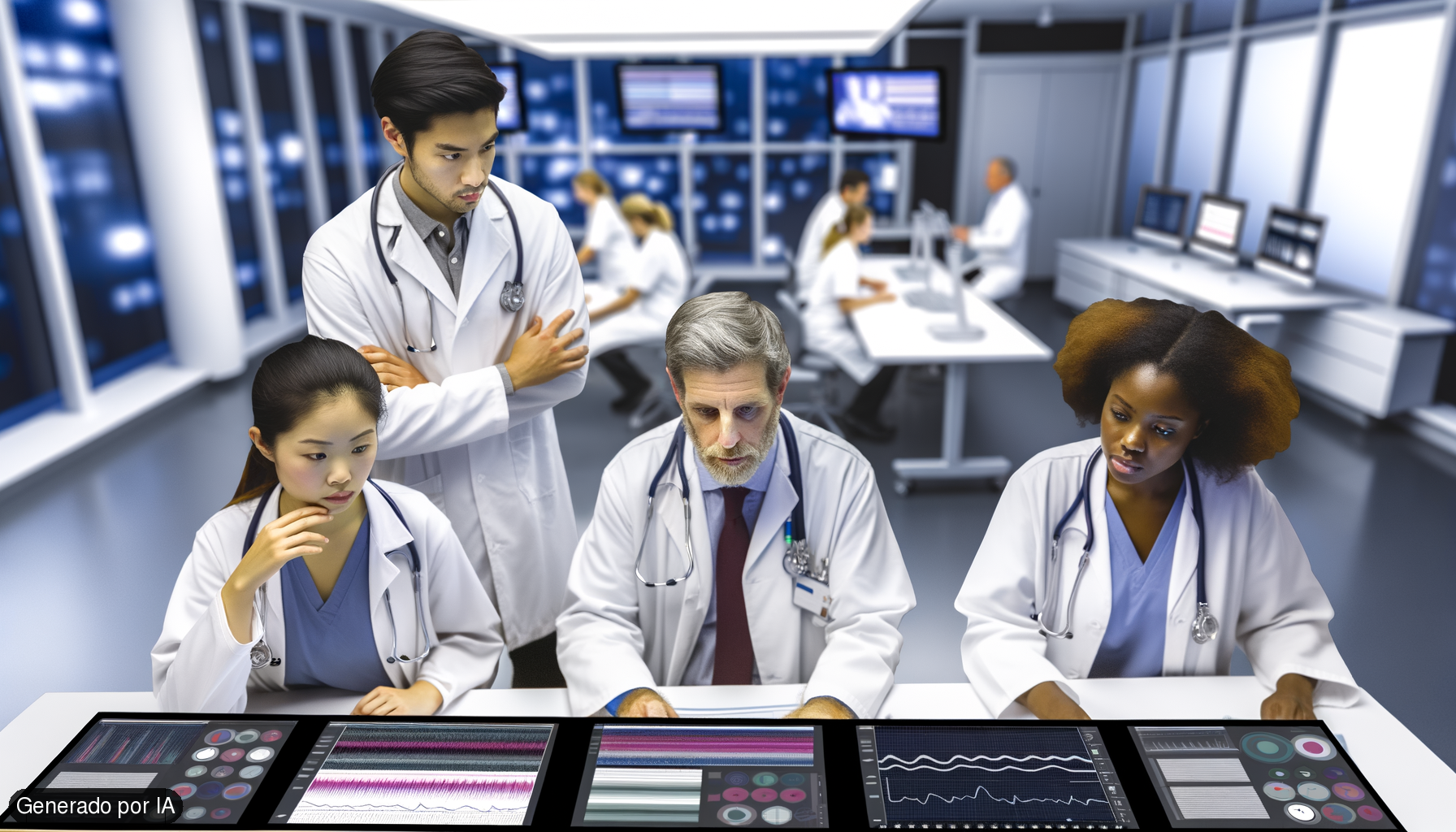 generar imagen que de cuenta de medicos estudiando y analizando datos de estadistica - Generado por IA