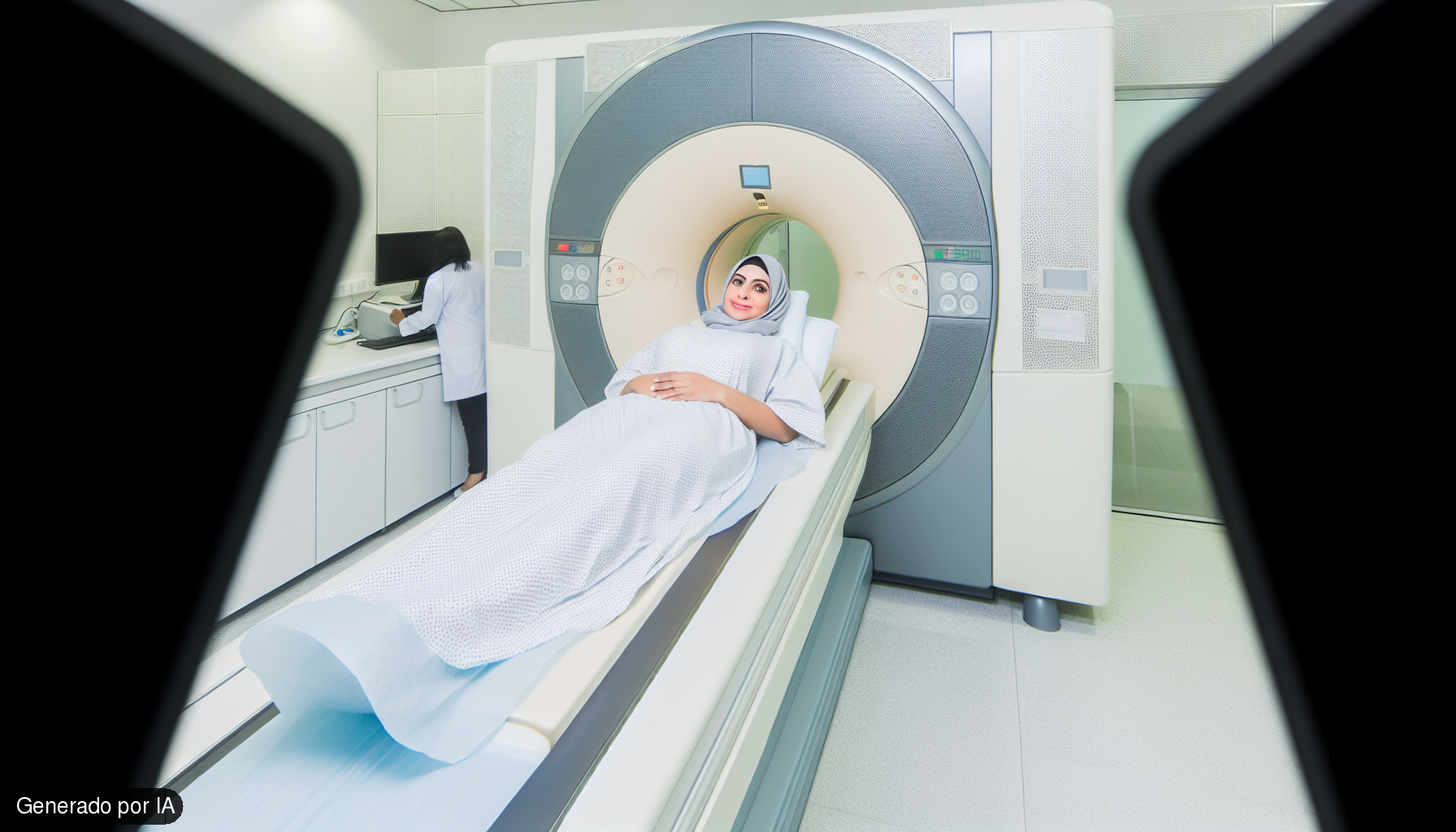 Generame una imagen de un paciente en una resonancia magnetica nuclear - Generado por IA