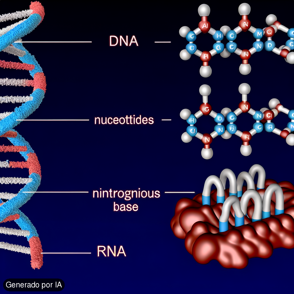 estructura de nucleotidos, adn y arn - Generado por IA